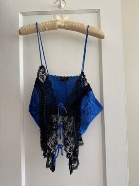 Traffic Royal Blue Camisole with Black Lace Trim